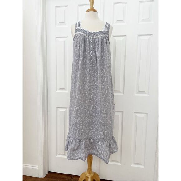 Eileen West Other - Eileen West Womens Grey Novelty Ballet Floral Print Cotton Long Nightgown Small